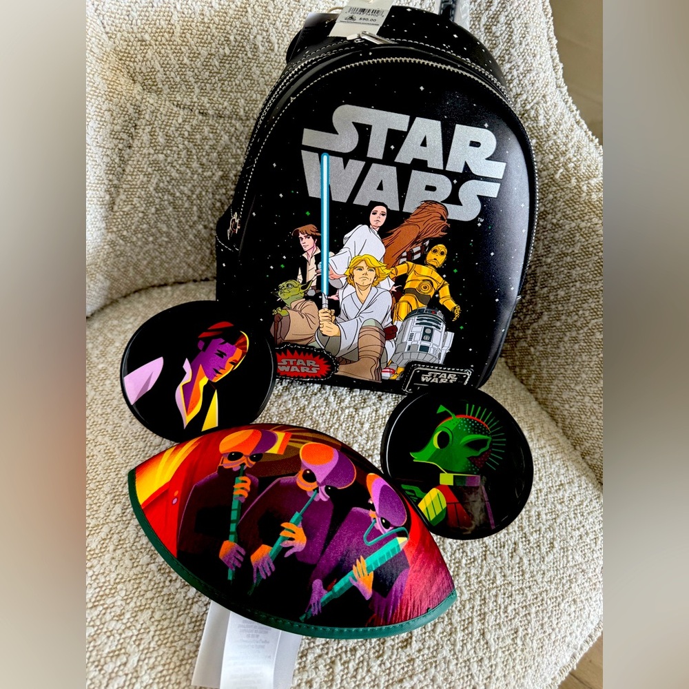 Loungefly Star Wars Black and Red Bag with Retro artwork Disney Star Wars